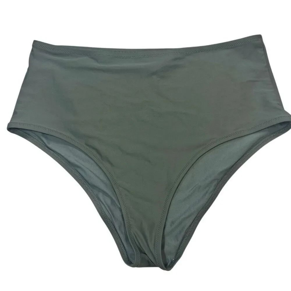 Aerie High Waisted Stretchy Full Coverage Swim Bikini Bottom Green XL